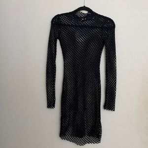 NWT Long Sleeve Black Net Dress
